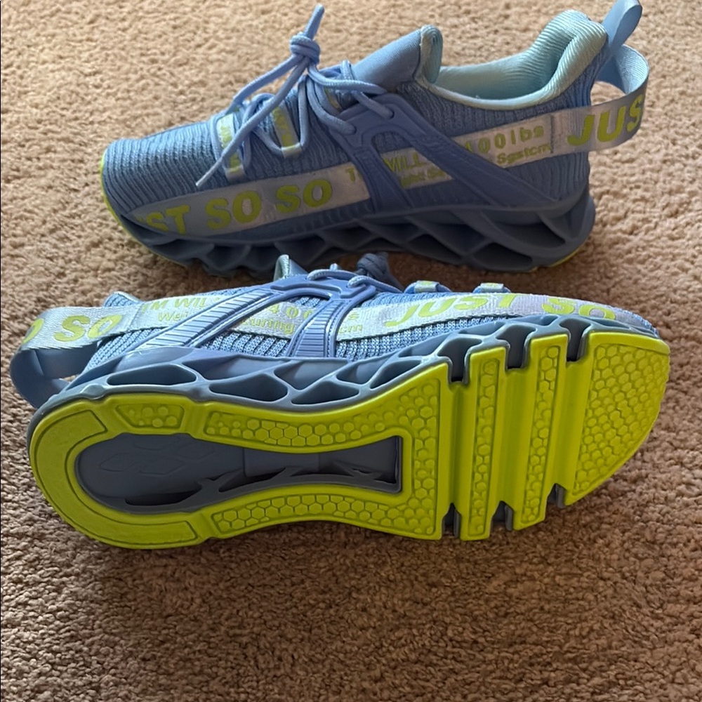 Women's Athletic Shoes in Blue and Yellow
